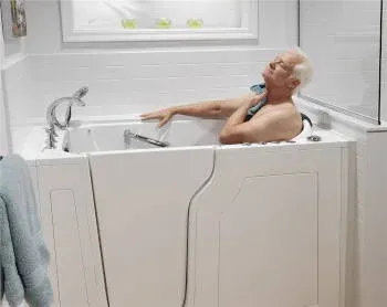 Milwaukee, WI walk-in tub installation by Empire Home Remodeling, featuring durable acrylic materials, built-in safety features, and one-day installation service